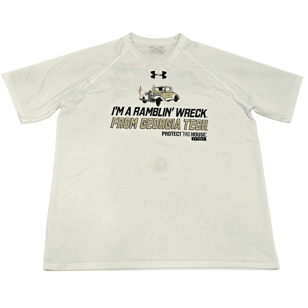 Under Armour Georgia Tech Ramblin Wreck Shirt Mens Large White Protect House
